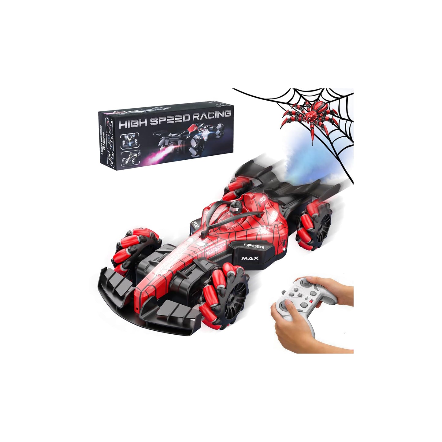 Spider Transform Ferngesteuertes Auto - 2.4GHz RC Spielzeug ab 3 4 5 6 7 8+ Jahre Junge Mädchen, 1:18 Roboter RC Auto mit One-Key Transformation & 360° Drehung, Kinder Weihnachten Geburtstag Geschenke
