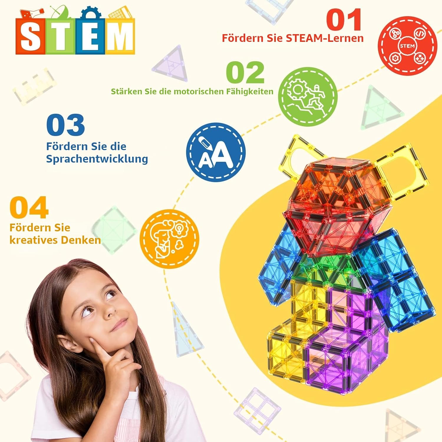 60magnetische Bausteine,Kinderspielzeug,STEM-Magnetblöcke,sensorisches Spielzeug, Kinderspiele, Magnet-Bauspielzeug für 3+ Jahre alte Jungen und Mädchen,Vorschul-, Kindergarten- und Kleinkindspielzeug