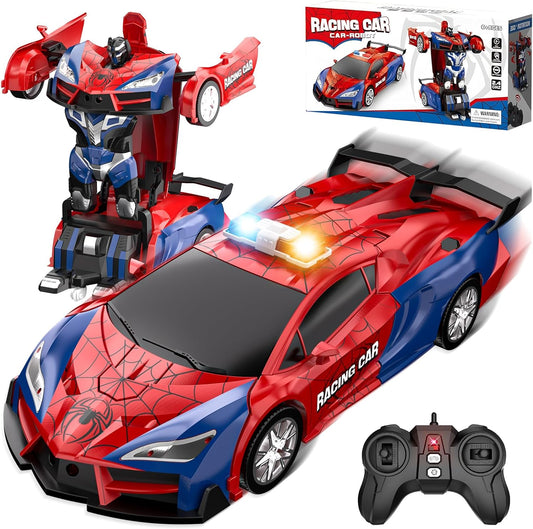 Spider Transform Ferngesteuertes Auto - 2.4GHz RC Spielzeug ab 3 4 5 6 7 8+ Jahre Junge Mädchen, 1:18 Roboter RC Auto mit One-Key Transformation & 360° Drehung, Kinder Weihnachten Geburtstag Geschenke